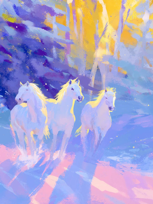 Three white horses
