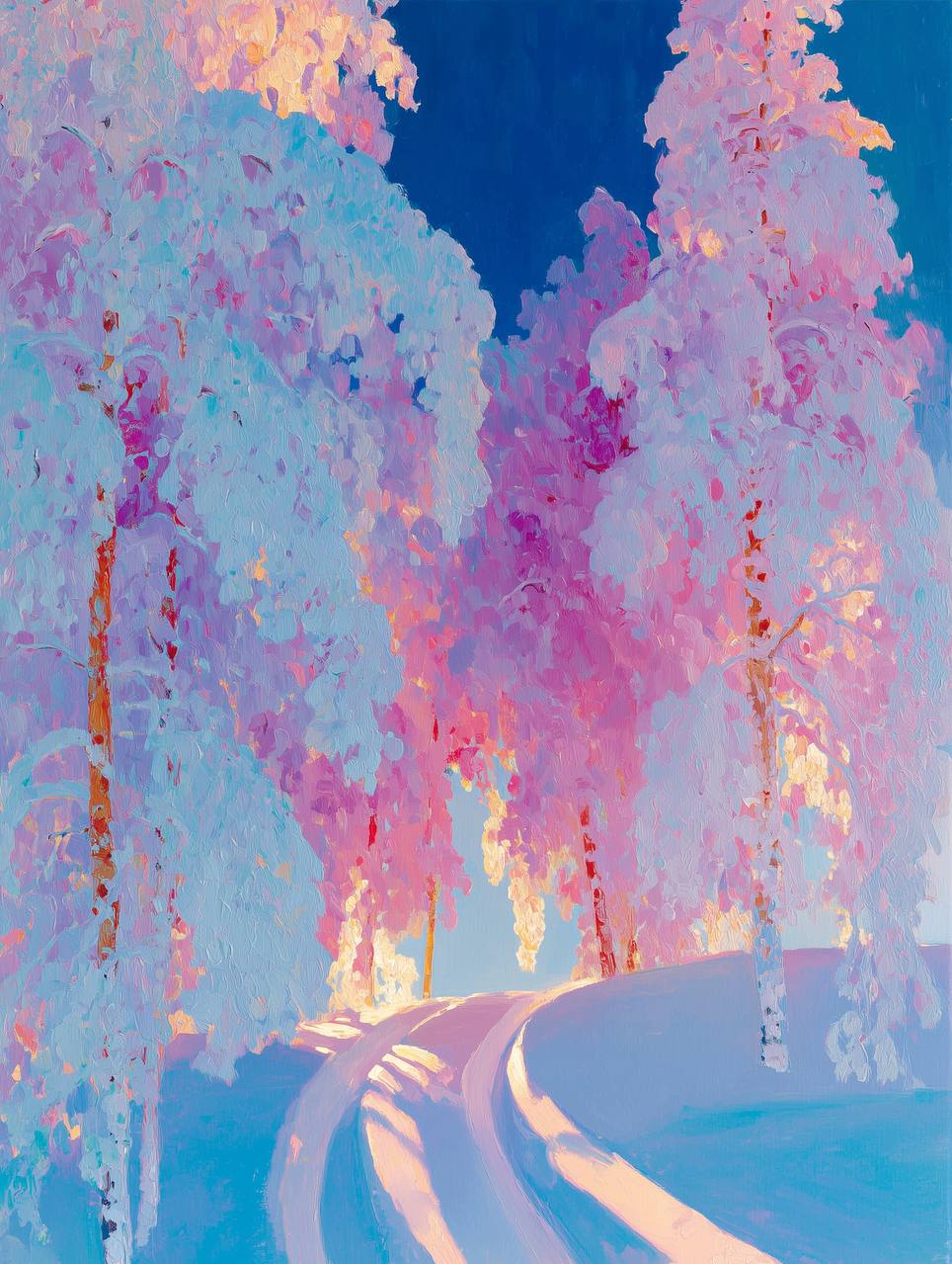 Snowy forest and ski trails