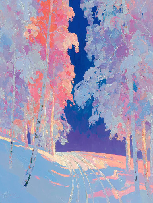 Snowy forest and ski trails